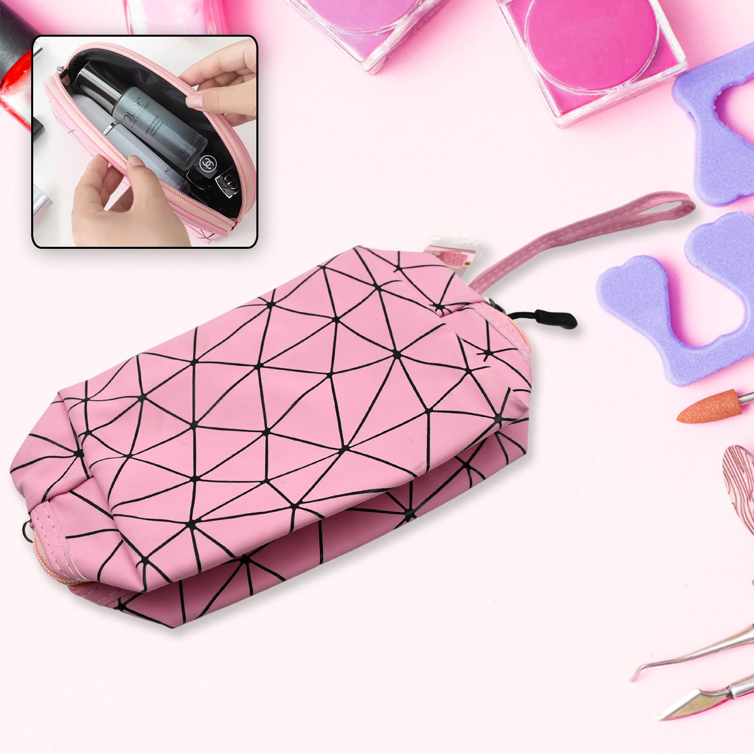 12631 Multipurpose Portable Travel Hand Pouch With Zipper / Bag Makeup Pouch for Women, Travel Makeup Bag Portable Carry Cosmetic Organizer Bag Pouch for Girls 12631 Multipurpose Portable Travel Hand Pouch With Zipper / Bag Makeup Pouch for Women, Travel Makeup Bag Portable Carry Cosmetic Organizer Bag Pouch for Girls